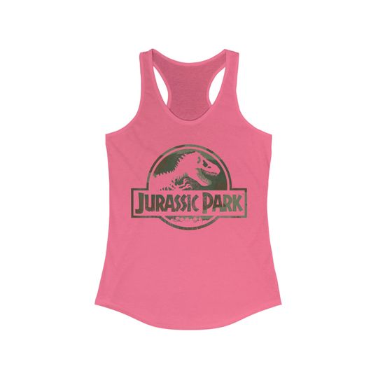 Jurassic Park Camo Fossil Logo Women's Ideal Racerback Tank