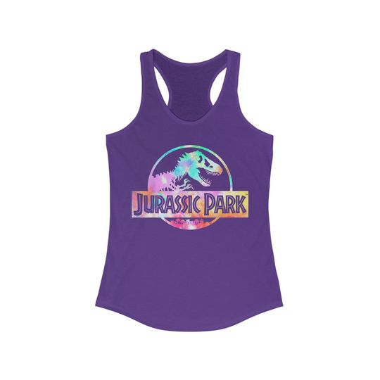 Jurassic Park Logo Tie Dye Gloss Graphic Women's Ideal Racerback Tank