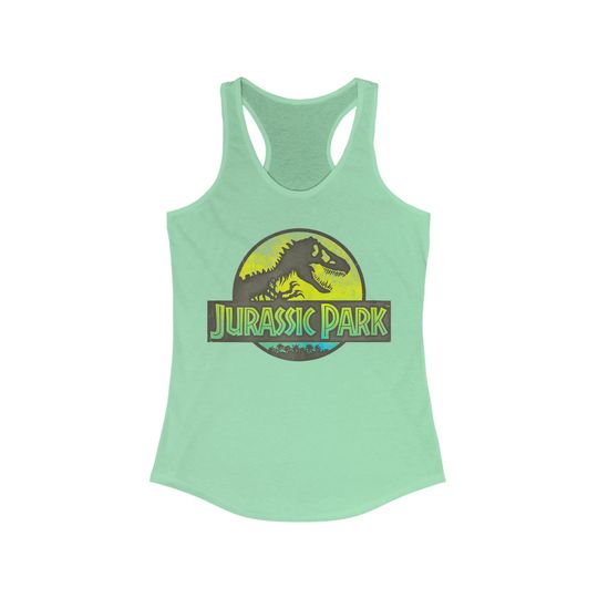 Jurassic Park Neon Yellow Green Safari Logo Graphic Women's Ideal Racerback Tank