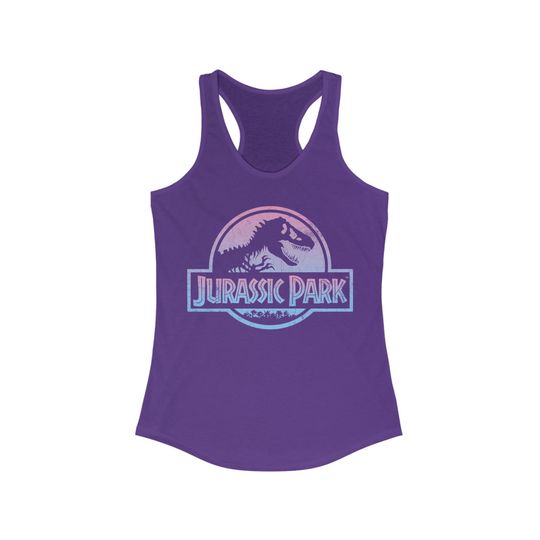 Jurassic Park Pink Blue Gradient Distressed Women's Ideal Racerback Tank
