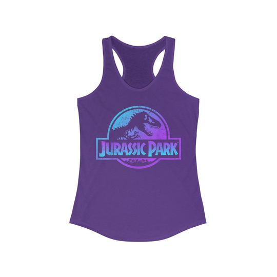 Jurassic Park Blue Purple Fossil Logo Graphic Women's Ideal Racerback Tank
