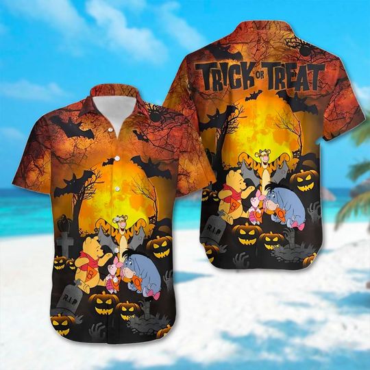 Trick Or Treat Hawaiian Shirt, Winnie The Pooh Halloween Hawaii Shirt