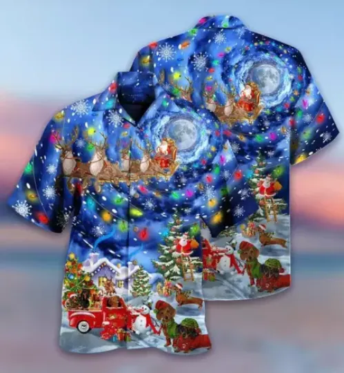 Dachshund Aloha Hawaii Shirt - Love Xmas Night Hawaiian Shirt For Summer