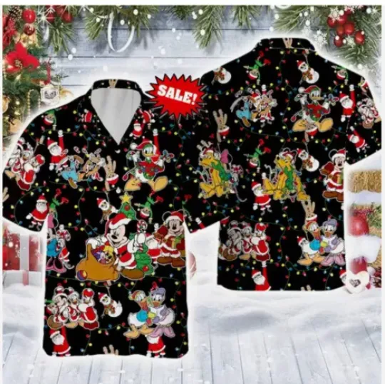 Christmas Is Coming Happy Xmas Holiday Mickey And Friends 3D HAWAI SHIRT US SIZE