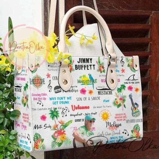 Jimmy Buffett Leather Handbag, Jimmy Buffett Handbag, Shoulder Bag, Crossbody Bag, Top Handle Bag