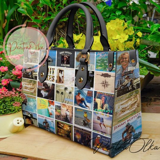 Jimmy Buffett Leather Handbag, Jimmy Buffett Handbag, Shoulder Bag, Crossbody Bag, Top Handle Bag