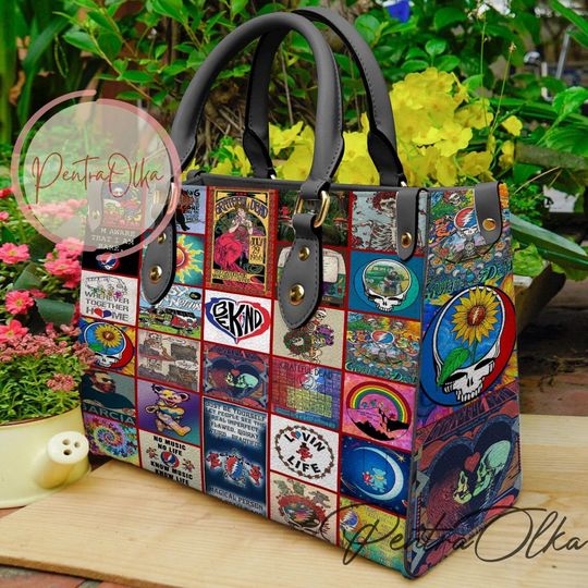 Grateful Dead Leather Handbag, Grateful Dead Handbag, Shoulder Bag, Crossbody Bag, Top Handle Bag