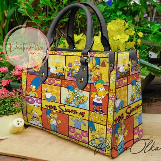 The Simpsons Leather Handbag, The Simpsons Handbag, Shoulder Bag, Crossbody Bag, Top Handle Bag