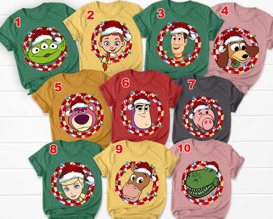 Disney Toy Story Christmas T-Shirt, Christmas Family Matching Shirt Disney Christmas Shirt, Buzz Lightyear Woody Jessie Aliens Rex Ham Shirt