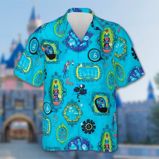 Haunted Mansion Hawaiian Shirt, Halloween Hawaii Shirt, Hitchhiking Ghosts Button Up Shirt
