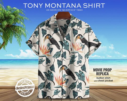 Tony Montana Hawaiian Shirt, Scarface Aloha Shirt Replica