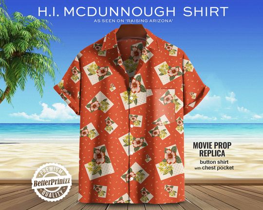 Raising Arizonna Hawaiian Shirt, H.I. McDunnough Cosplay Nicolas Cage Hawaiian Shirt