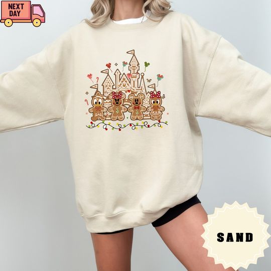 Mickey and Friends Christmas Sweatshirt, Mickey Gingerbread Sweatshirt, Minnie Gingerbread Shirt, Kingdom Castle Xmas Gift Shirt