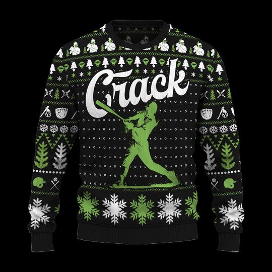 3D Ugly Christmas Sweater, Christmas Crack Baseball Ugly Sweater 3D, Family Christmas Ugly Sweater For Men & Women