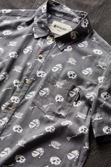 Mens & Womens Cereal Killer Fun Casual Woven Button Up Shirt, Breakfast Shirt