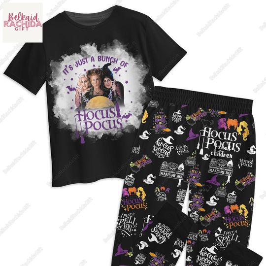 Halloween Hocus Pocus Pajamas Set, Sanderson Sisters Tshirts And Pants Pjs, Halloween Movie Tee, Pajamas For Party, Pajamas Family