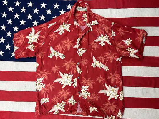 Vintage mens hawaiian shirt 90s coconut breeze rayon floral tiki