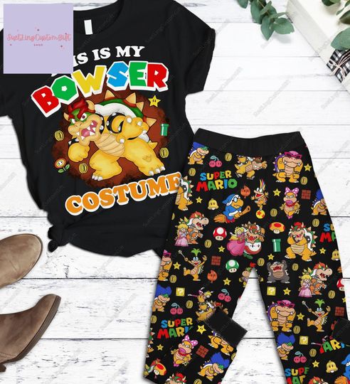 Bowser Pajamas Set, Bowser T-Shirt And Pants, Bowser Pajamas, This Is My Bowser Costume, Super Mario Shirt, Game Shirt, Movie Shirt