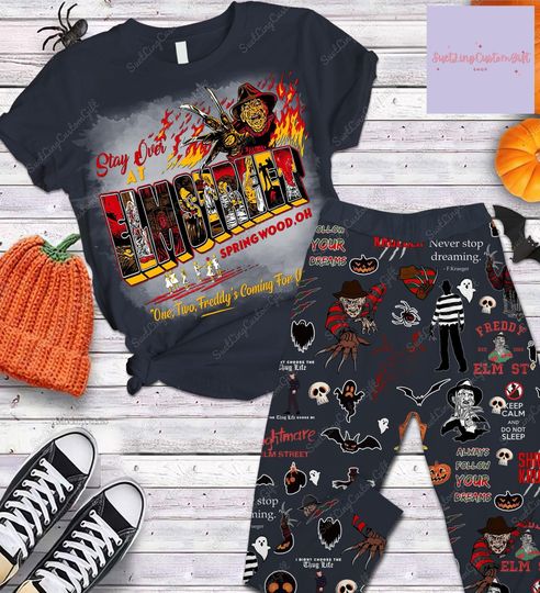 Freddy Krueger T-Shirt And Pants, Freddy Krueger Pajamas Set, Nightmare Elm Street Matching Pajamas, Horror Movie Shirt, Halloween Gift