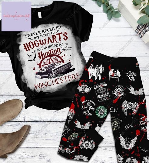 Hogwarts T-Shirt And Pants, Winchester Shirt, Supernatural Pajamas Set, Winchester Bros Shirt, Dean Winchester Tee, Sam And Dean Shirt