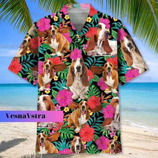 Basset Hound Shirt, Basset Hound Hawaiian Shirt, Basset Hound Mom
