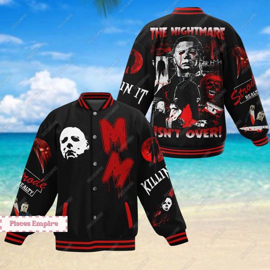 Michael Myers Baseball Jacket, Michael Myers Jacket Men, Horror Movie Racing Jacket, Horror Characters Streetwear Jacket, Halloween Gift