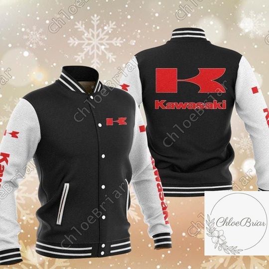 Halloween Kawasaki Baseball Jacket, Kawasaki Racing Jacket, Kawasaki Mens Jacket, Streetwear Jacket, Men Motorcycle Jacket