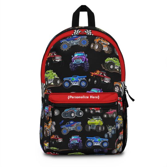Kids Personalized Monster Trucks Backpack | Back to school Truck backpack
