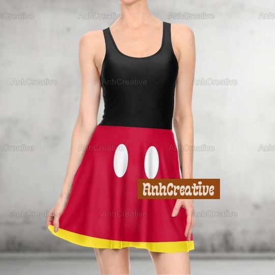 The Magical Mouse Cosplay Costume Skater Dress, Mickey Mouse Skater Dress, Mickey Dress, Mom Daughter Dress, Disney Halloween Costume