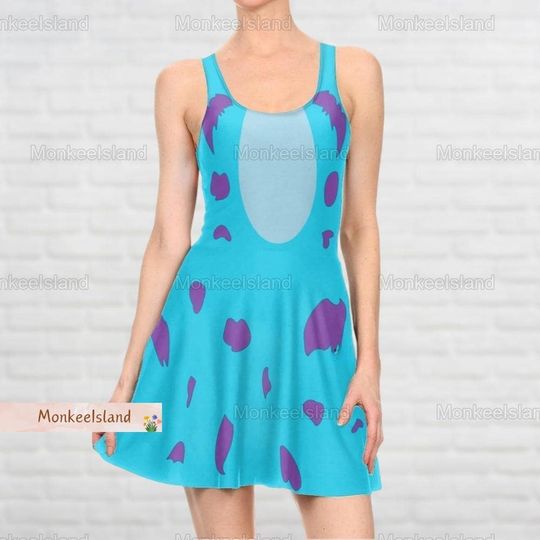 Monsters Inc Sully Cosplay Costume Skater Dress, Sully Fur Women Dress, Halloween Monsters University Dress, Cartoon Movie Gift