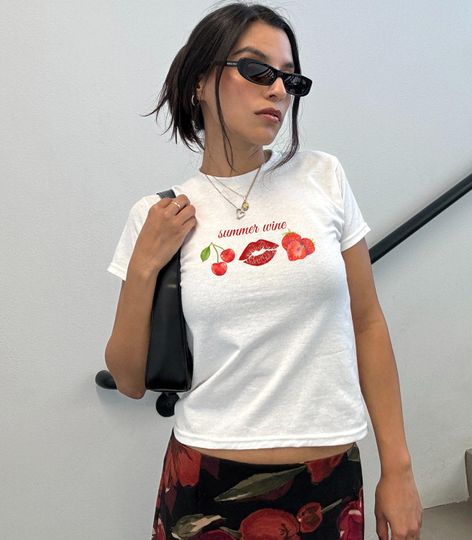 Cherry Coquette Lana Del Rey Baby Tee, Coquette Aesthetic Shirts, Y2k Shirts