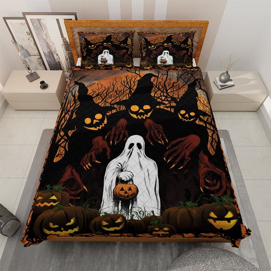 Vintage Scary Ghost Spooky Season Halloween Bedding set, Vintage Halloween Decoration