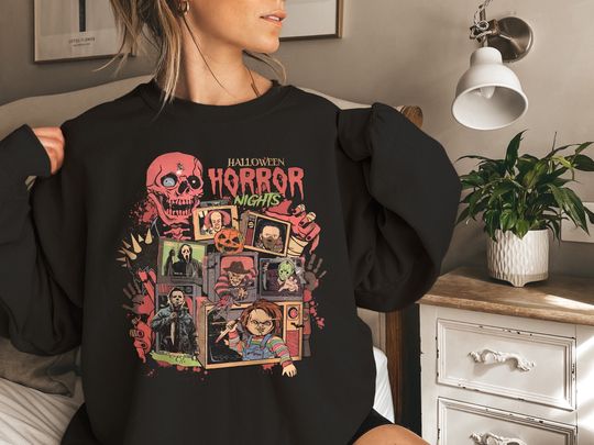 Halloween HN Universal Studios Sweatshirt,Horror Halloween shirt,Scary Movie Tee,GhostFace Shirt,Freddy,Chucky,Horror Movie Shirt