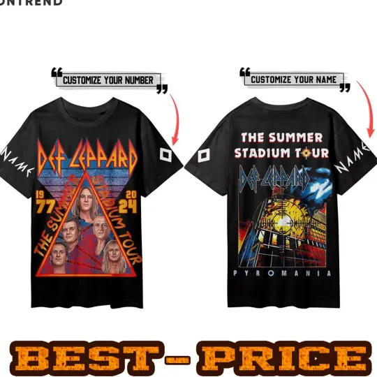 BEST PRICE-Personalized Def Leppard The Summer Stadium Tour 1977-2024 3D T-Shirt