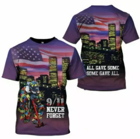 U.S Firefighter 343 T-Shirt 9-11 Never Forget Memorial Patriot's Day T-Shirt