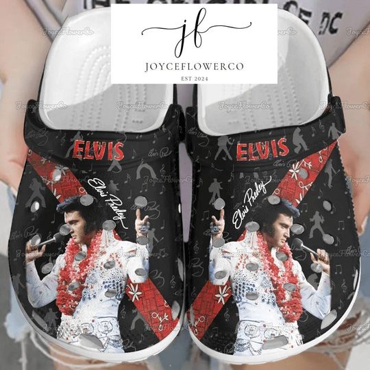 Elvis Presley Rock N Roll Clogs, Elvis Presley Sandals, Elvis Presley Shoes, Elvis Tour 2024 Casual Shoes, Elvis King Concert Slippers