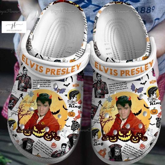 Elvis Presley Halloween Clogs, King Of Rock Elvis Presley Shoes, Elvis Presley Sandals, Elvis Shoes, Elvis Sandals, Halloween Gift