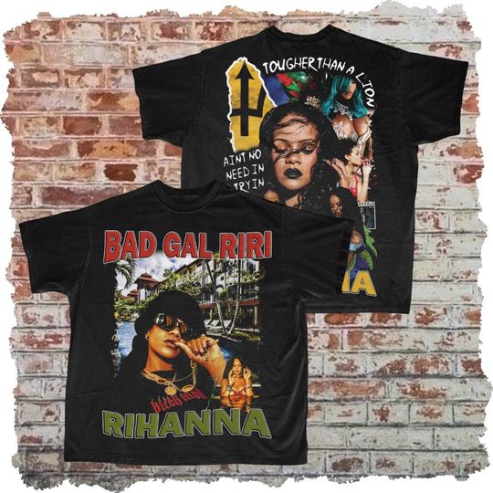 Rihanna Rap Tee Double Sided, Bad Gal RiRi Modern Bootleg Rap Tee
