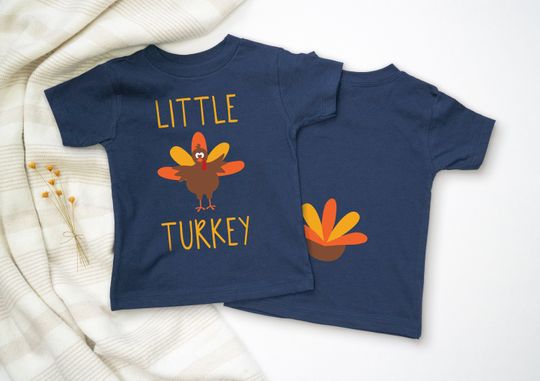 Little Turkey Butt Kids Thanksgiving Shirt for Toddler Boy Turkey