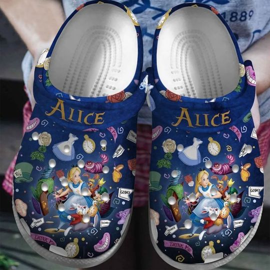 Custom Alice In Wonderland Clog, Personalized Disney Alice Cartoon Clogs
