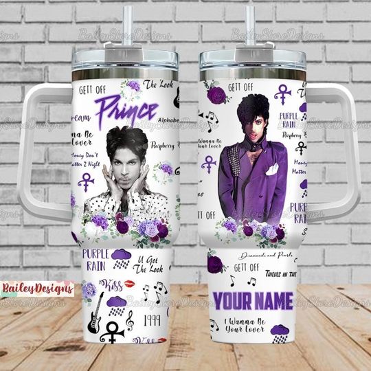 Prince Purple Tumbler 40oz, Custom Prince Purple Tumbler Cup, Pur Rain Insulated Tumbler, Prince Stainless Tumbler, Prince Gift