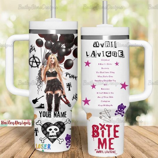 Avril Lavigne Tumbler 40 oz, Personalized Avril Lavigne Tumbler, Avril Merch Stainless Tumbler, Greatest Hits Tour Tumbler Cup