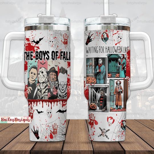Horror Movie Tumbler 40oz, Michael Myers Tumbler Cup, Freddy Krueger Stainless Tumbler, Pennywise Insulated Tumbler, Halloween Tumbler