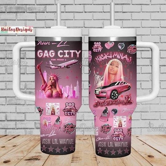 Nicki Minaj Tumbler 40oz, Nicki Minaj Tour Tumbler, Pink Friday 2 Steel Tumbler, Gag City Tour 2024 Stainless Tumbler, Halloween Gift
