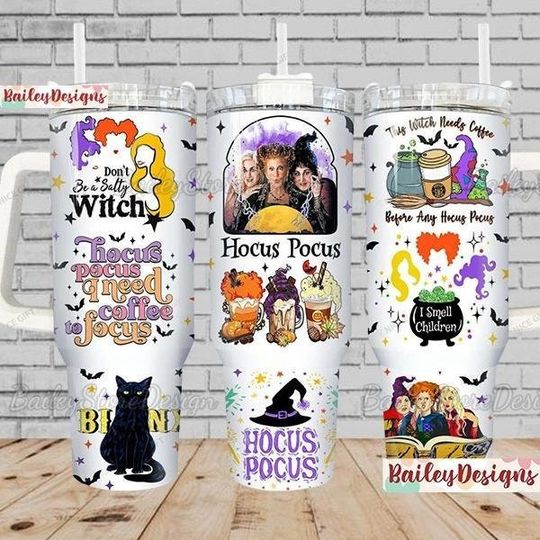 Halloween Hocus Pocus Tumbler, Hocus Pocus Tumbler 40oz, Sanderson Sisters Coffee Tumbler, Sanderson Witch Halloween Tumbler