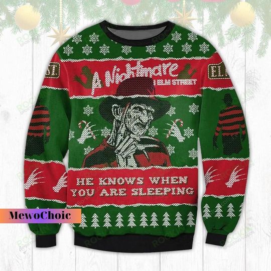Freddy Krueger Sweater, Nightmare Ugly Christmas Sweater, Krueger Sweater, Halloween Woman Sweater, Horror Movie Sweater, Sweater Men