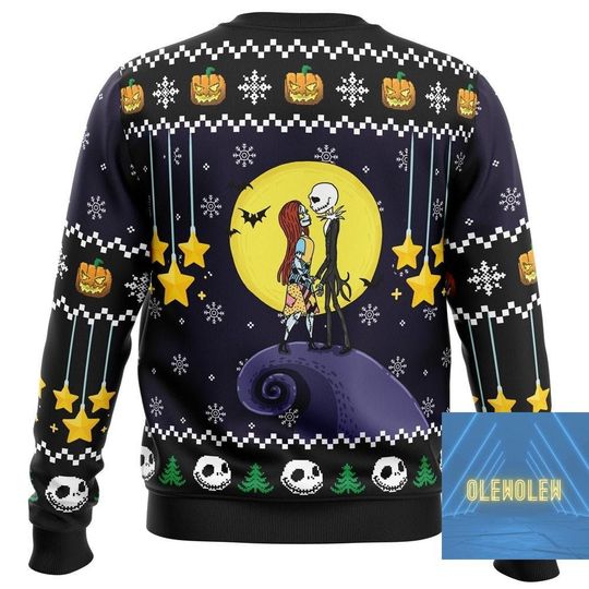 Christmas Jack Skellington And Sally Ugly Sweater, Jack And Sally Sweater, Nightmare Before Christmas Ugly Christmas Sweater, Couple Shirts