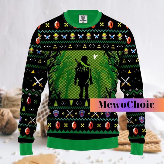 Christmas Legend Of Zelda Ugly Sweater, Legend Of Zelda, Korok Xmas Sweater, Video Game All Over Print Sweater, Gift For Gamers