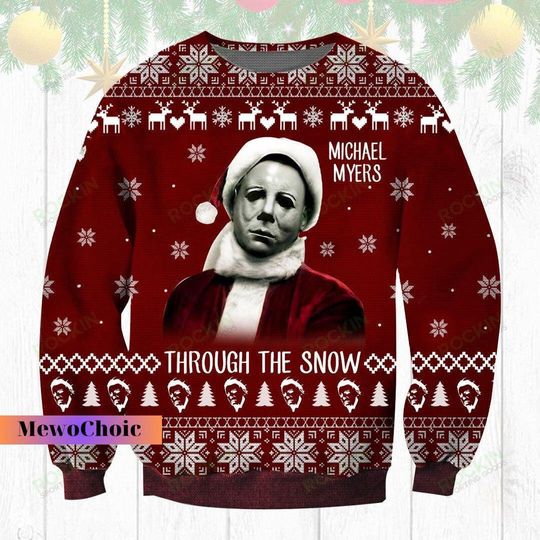 Christmas Gift, Michael Myers Sweater, Michael Myers Christmas Sweater, Halloween Horror Movie Shirt, Sweaters For Men, Horror Sweater