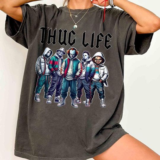 Vintage Modern Thug Life Horror Movie Shirt, Movie Killer Shirt V5,Scary Halloween Sweatshirt, Horror Friend Tee, Retro Halloween Shirt,Hall